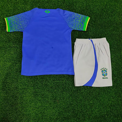 2022 World Cup Brazil Away Soccer Jersey Kids Size