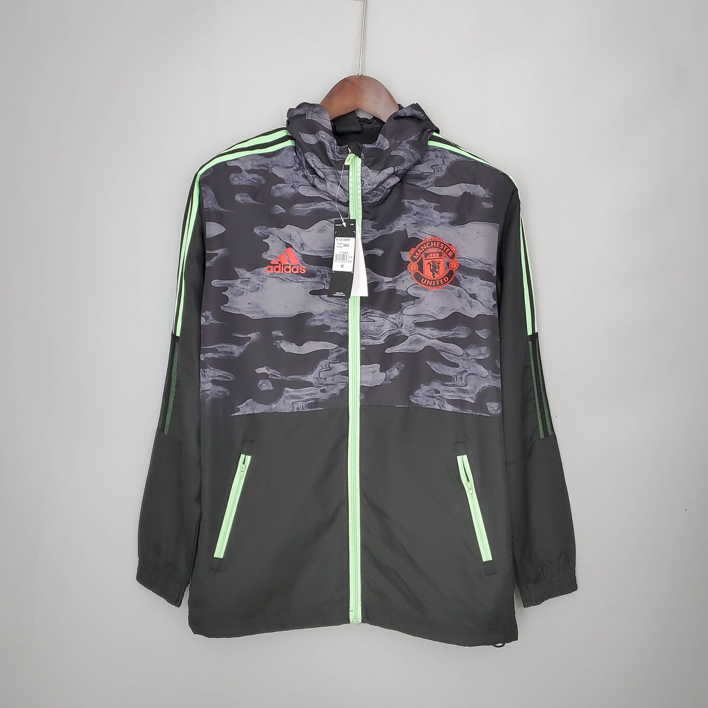 2021/2022 Manchester United Jersey Windbreaker Black And Grey Camouflage