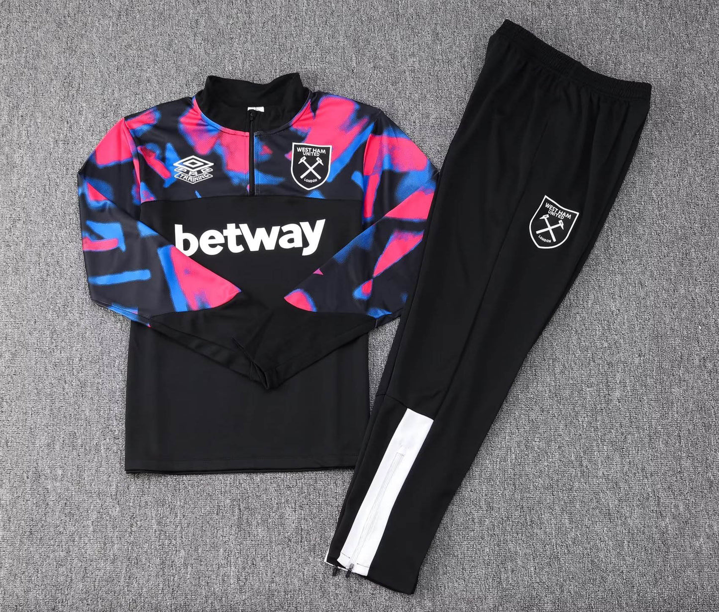 2022/2023 West Ham United Half-Pull Training Suit Black Football Shirt 1:1 Thai Quality Set