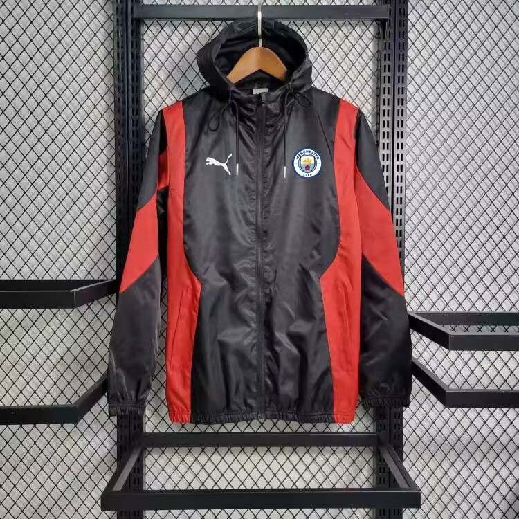 2023/2024 Manchester City Jersey Windbreaker Black-red