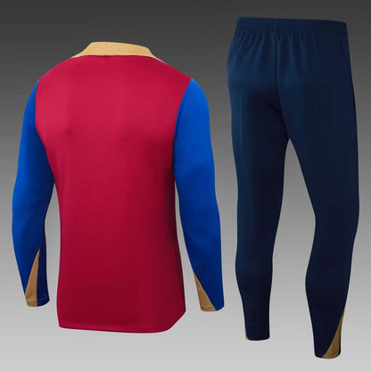 2023/2024 Barcelona Half-Pull Training Suit Red-blue Jersey Set