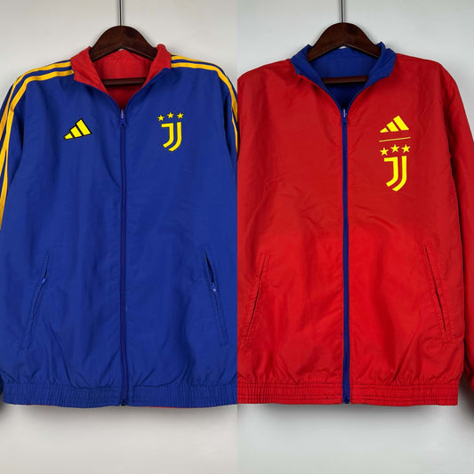 2023-2024 Juventus Reversible Windbreaker（Blue-red）Soccer Jersey 1:1 Thai Quality