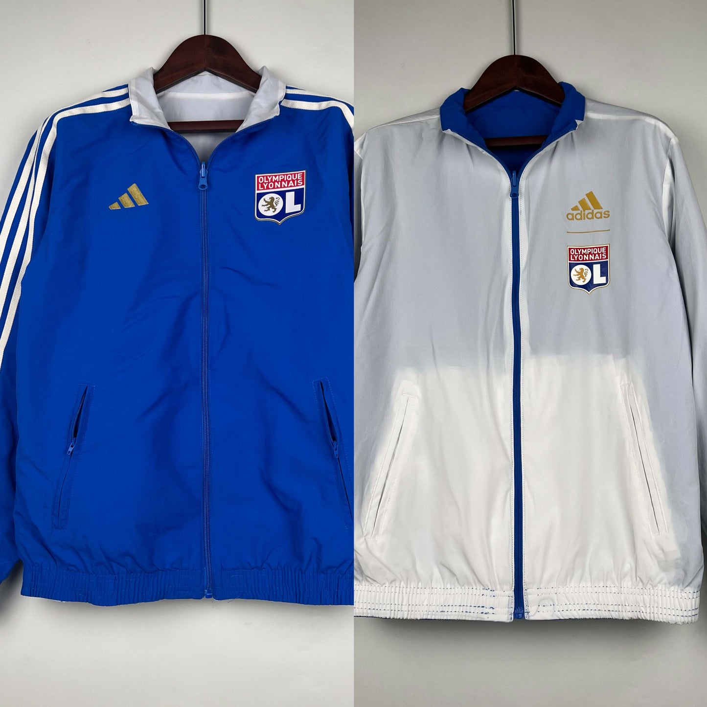 2023/2024 Lyon Reversible Windbreaker（Blue-white）Soccer Jersey 1:1 Thai Quality