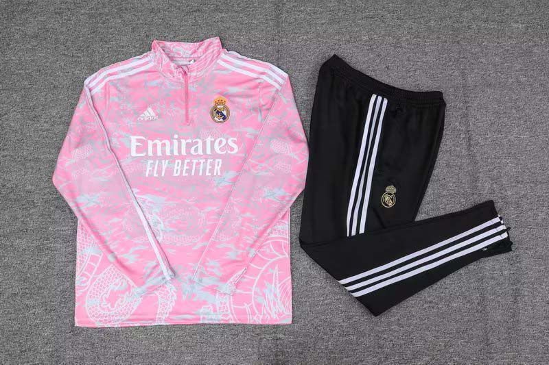 2023/2024 Real Madrid Special Edition Half-Pull Training Suit Pink Set