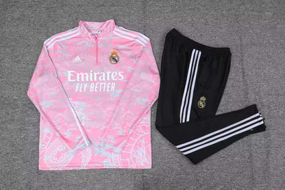 2023/2024 Real Madrid Special Edition Half-Pull Training Suit Pink Set