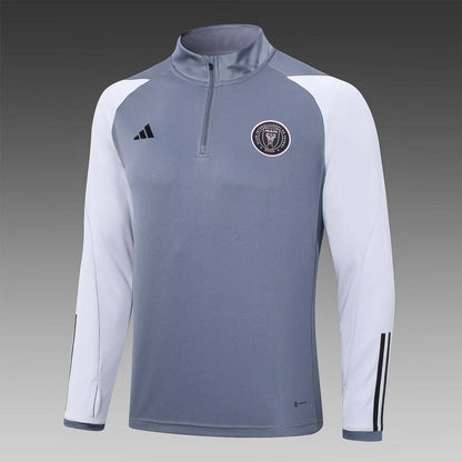 2023/2024 Inter Miami Half-Pull Training Suit gray Football Shirt 1:1 Thai Quality Set