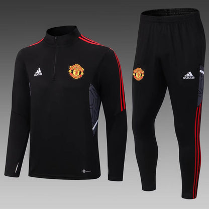 2022/2023 Manchester United Half-Pull Training Suit Black Football Shirt 1:1 Thai Quality Set