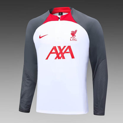 2023/2024 Liverpool Half-Pull Training Suit White Jersey 1:1 Thai Quality Set