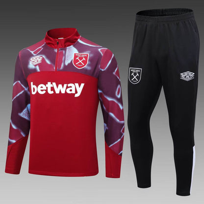 2022/2023 West Ham United Half-Pull Training Suit Red Football Shirt 1:1 Thai Quality Set