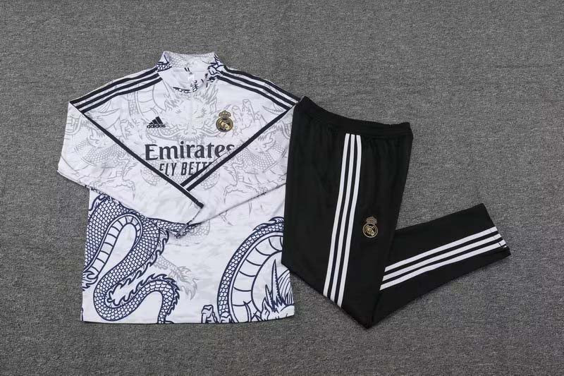 2023/2024 Real Madrid Special Edition Half-Pull Training Suit White Set