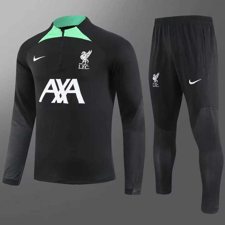 2023/2024 Liverpool Half-Pull Training Suit Black Jersey 1:1 Thai Quality Set