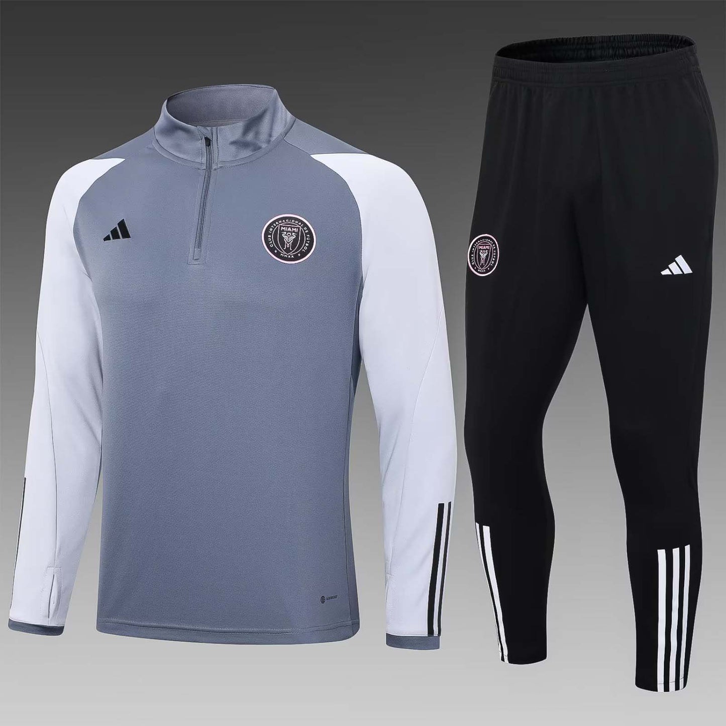 2023/2024 Inter Miami Half-Pull Training Suit gray Football Shirt 1:1 Thai Quality Set