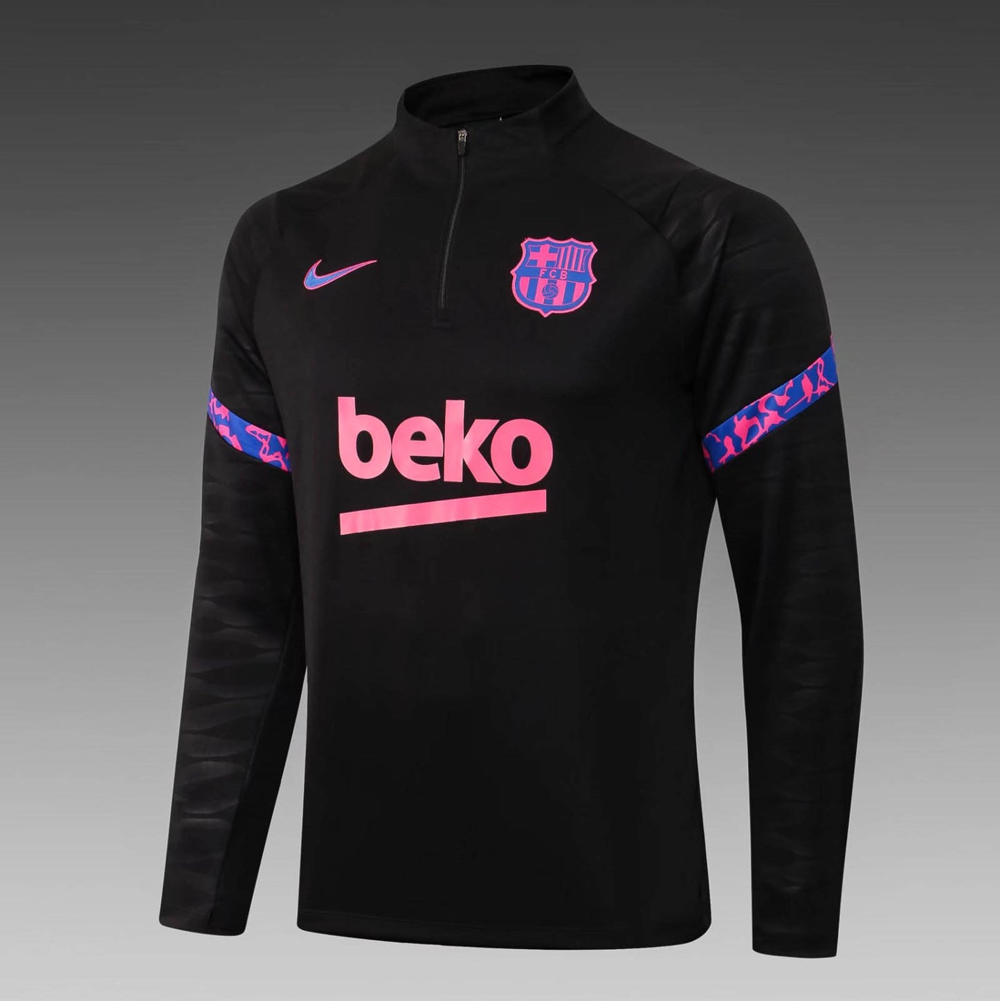 2021/2022 Barcelona Half-Pull Training Suit Black Jersey Set