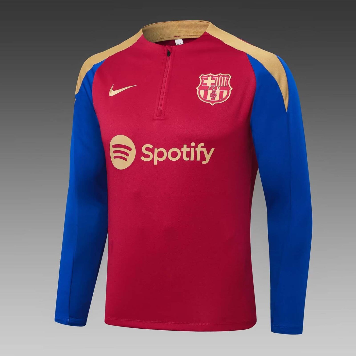 2023/2024 Barcelona Half-Pull Training Suit Red-blue Jersey Set