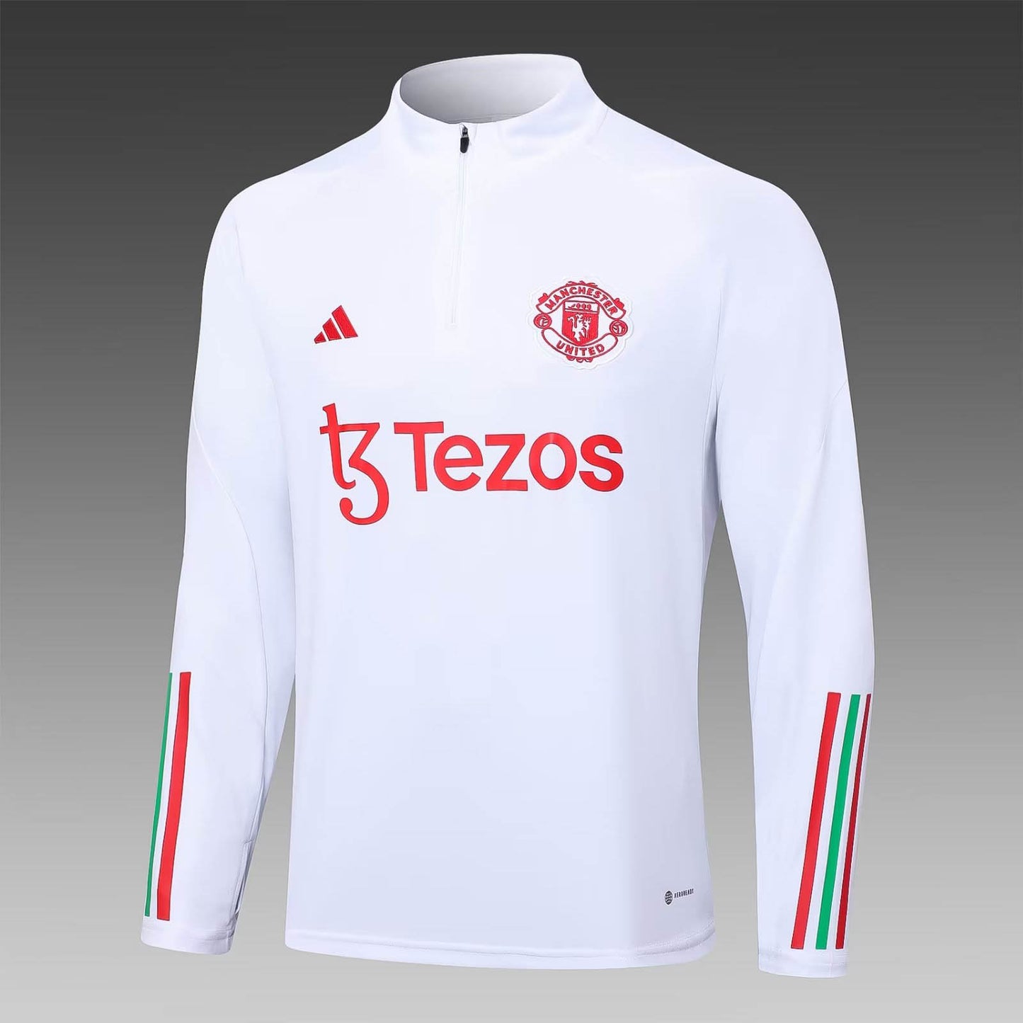 2023/2024 Manchester United Half-Pull Training Suit White Football Shirt 1:1 Thai Quality Set