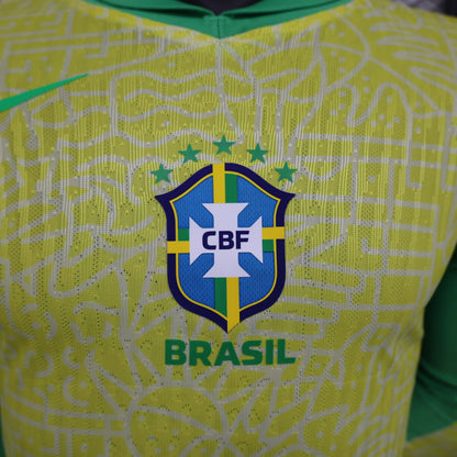 2024 Player Version Long Sleeve Brazil Home Football Shirt 1:1 Thai Quality