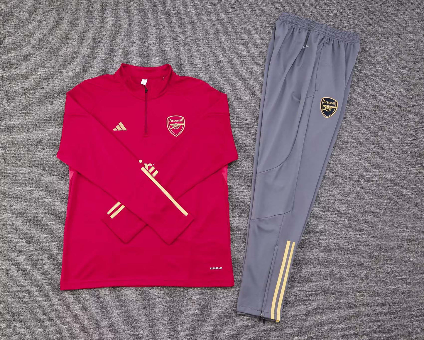 2023/2024 Arsenal Half-Pull Training Suit Red Football Shirt 1:1 Thai Quality Set