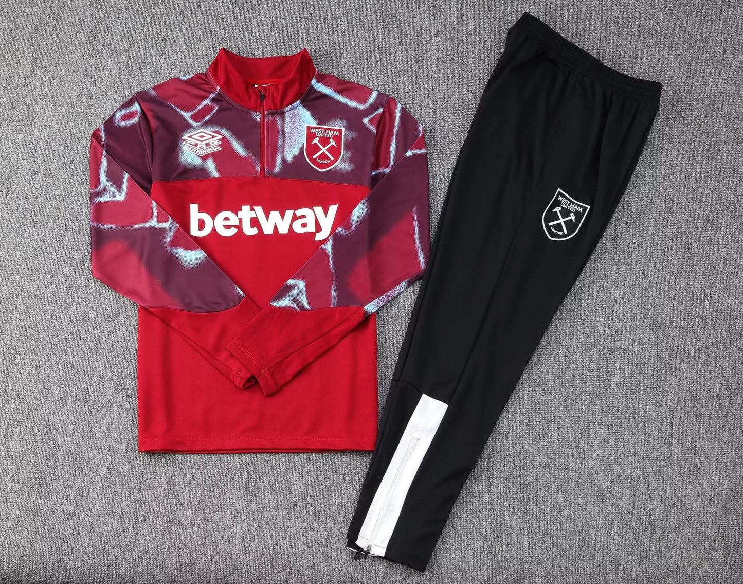 2022/2023 West Ham United Half-Pull Training Suit Red Football Shirt 1:1 Thai Quality Set