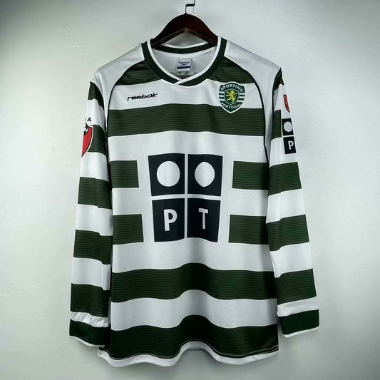 2002/2003 Retro Long Sleeve Sporting Lisbon Home Football Shirt 1:1 Thai Quality