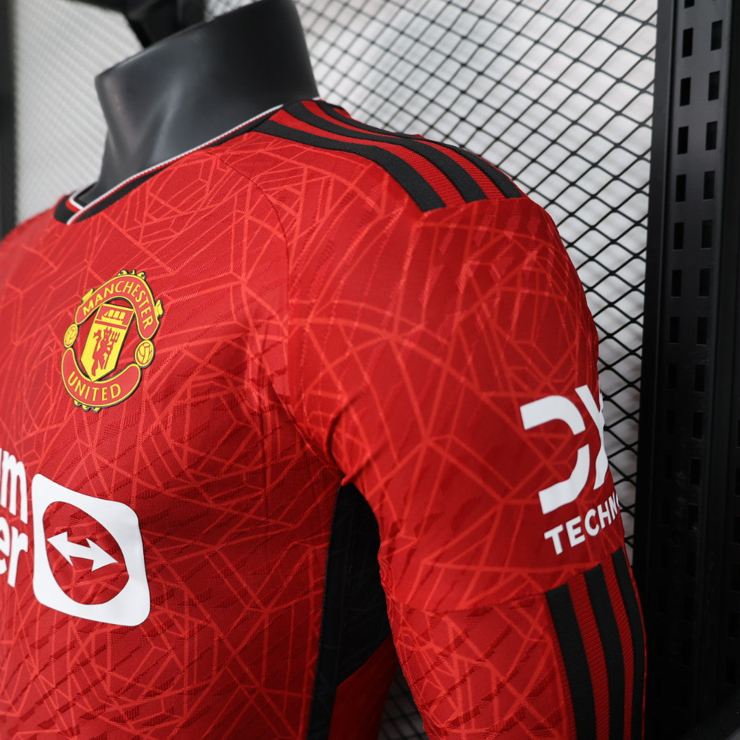 2023/2024 Long Sleeve Player Version Manchester United Home Football Shirt 1:1 Thai Quality