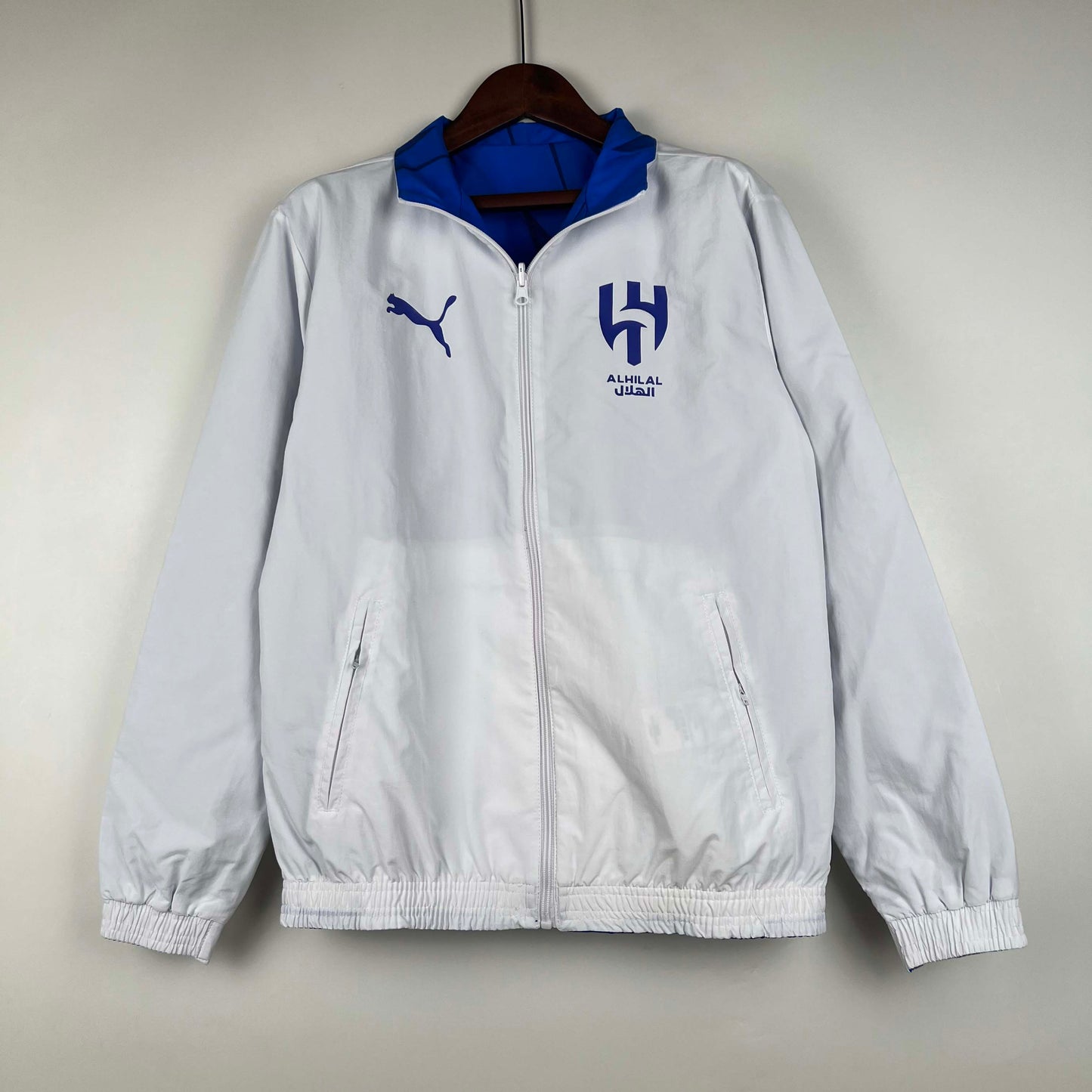 2023/2024 Al-Nassr Reversible Windbreaker（White-Blue）Soccer Jersey 1:1 Thai Quality