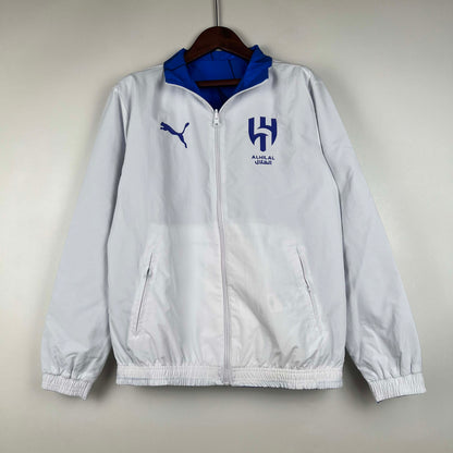 2023/2024 Al-Nassr Reversible Windbreaker（White-Blue）Soccer Jersey 1:1 Thai Quality