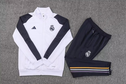 2023/2024 Real Madrid Long Zipped Jacket white Football Shirt Set