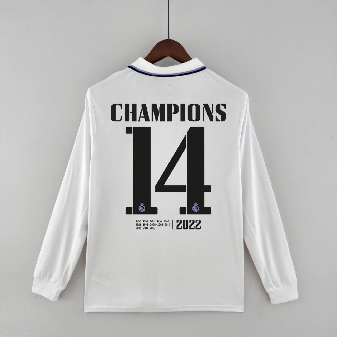 2022/2023 Long Sleeve Real Madrid Home 14 Champions Edition Jersey