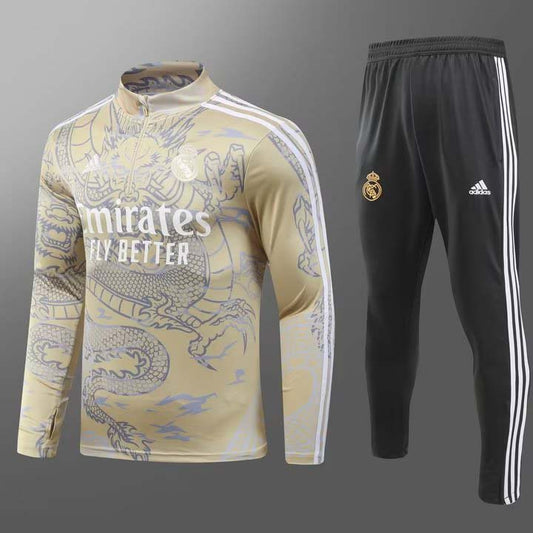 2023/2024 Real Madrid Special Edition Half-Pull Training Suit Yellow Set