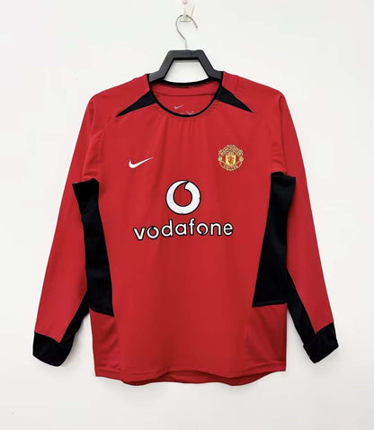 2002-2004 Retro Long Sleeve Manchester United Home Football Shirt 1:1 Thai Quality