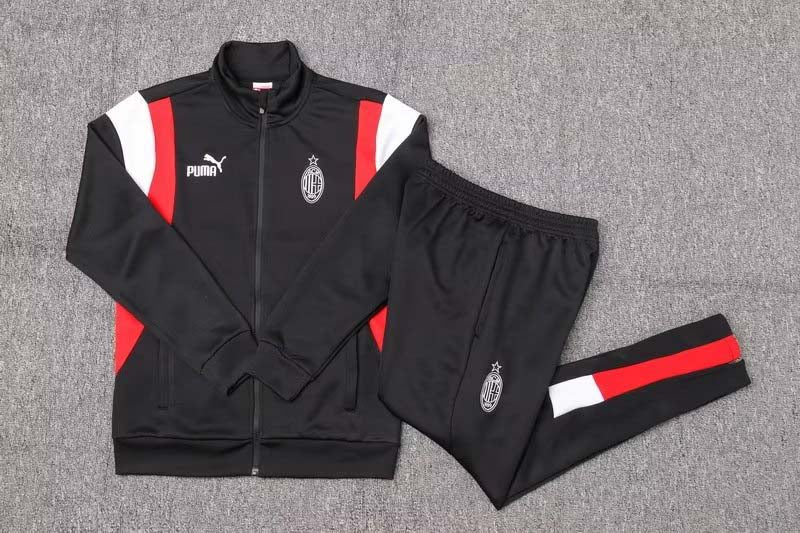 2023/2024 AC Milan Long Zipped Jacket Black Soccer Jersey 1:1 Thai Quality Set