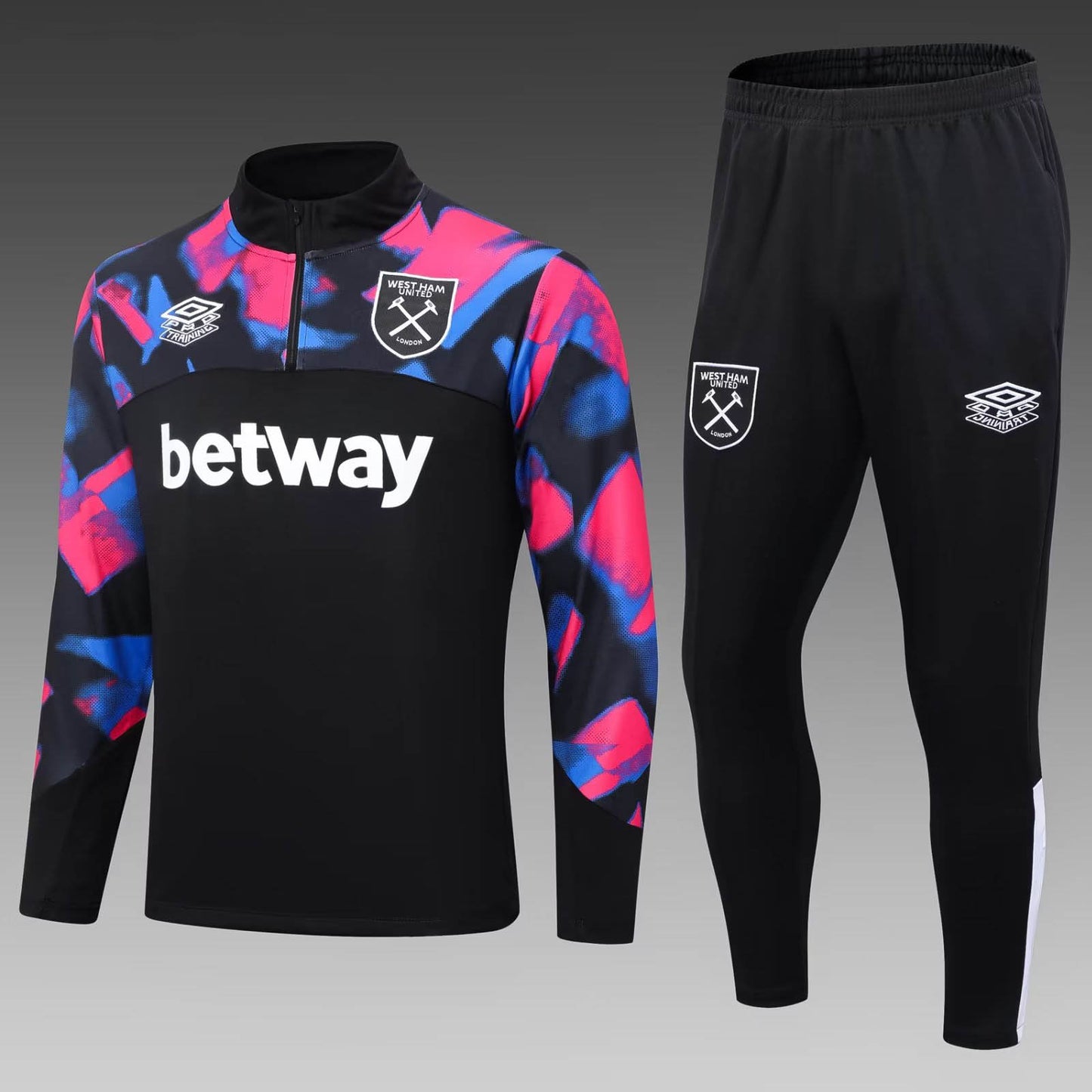 2022/2023 West Ham United Half-Pull Training Suit Black Football Shirt 1:1 Thai Quality Set