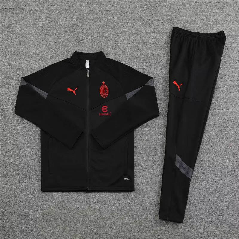 2022/2023 AC Milan Long Zipped Jacket Black Soccer Jersey 1:1 Thai Quality Set