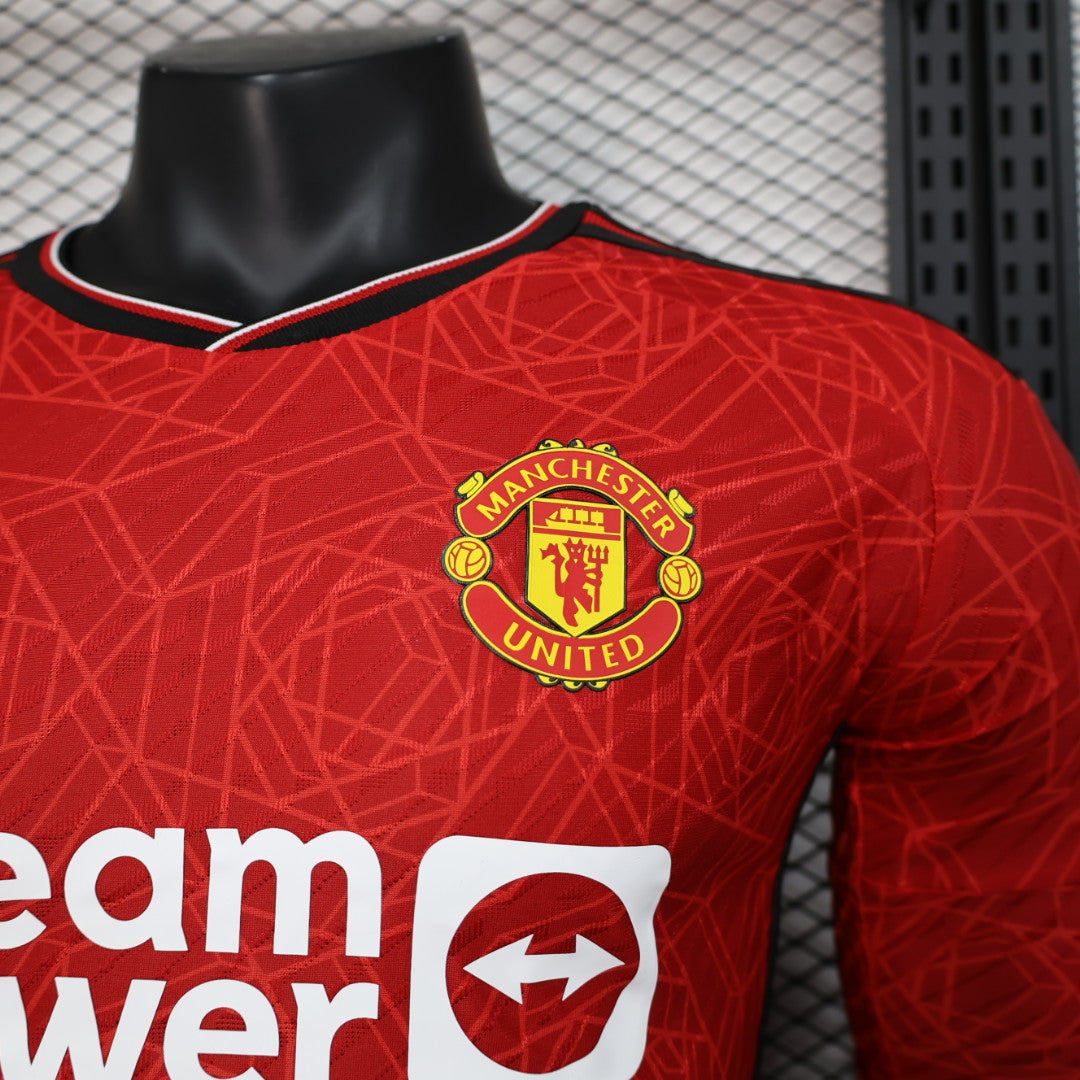 2023/2024 Long Sleeve Player Version Manchester United Home Football Shirt 1:1 Thai Quality