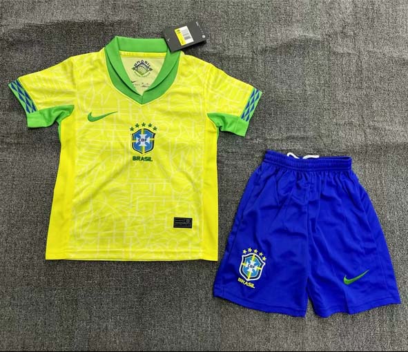 2024 Brazil Home Football Shirt 1:1 Thai Quality Kids Size