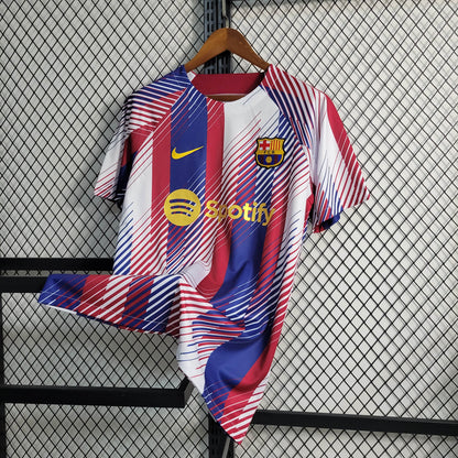 2023/2024 Barcelona Training Wear Red White Blue Jersey