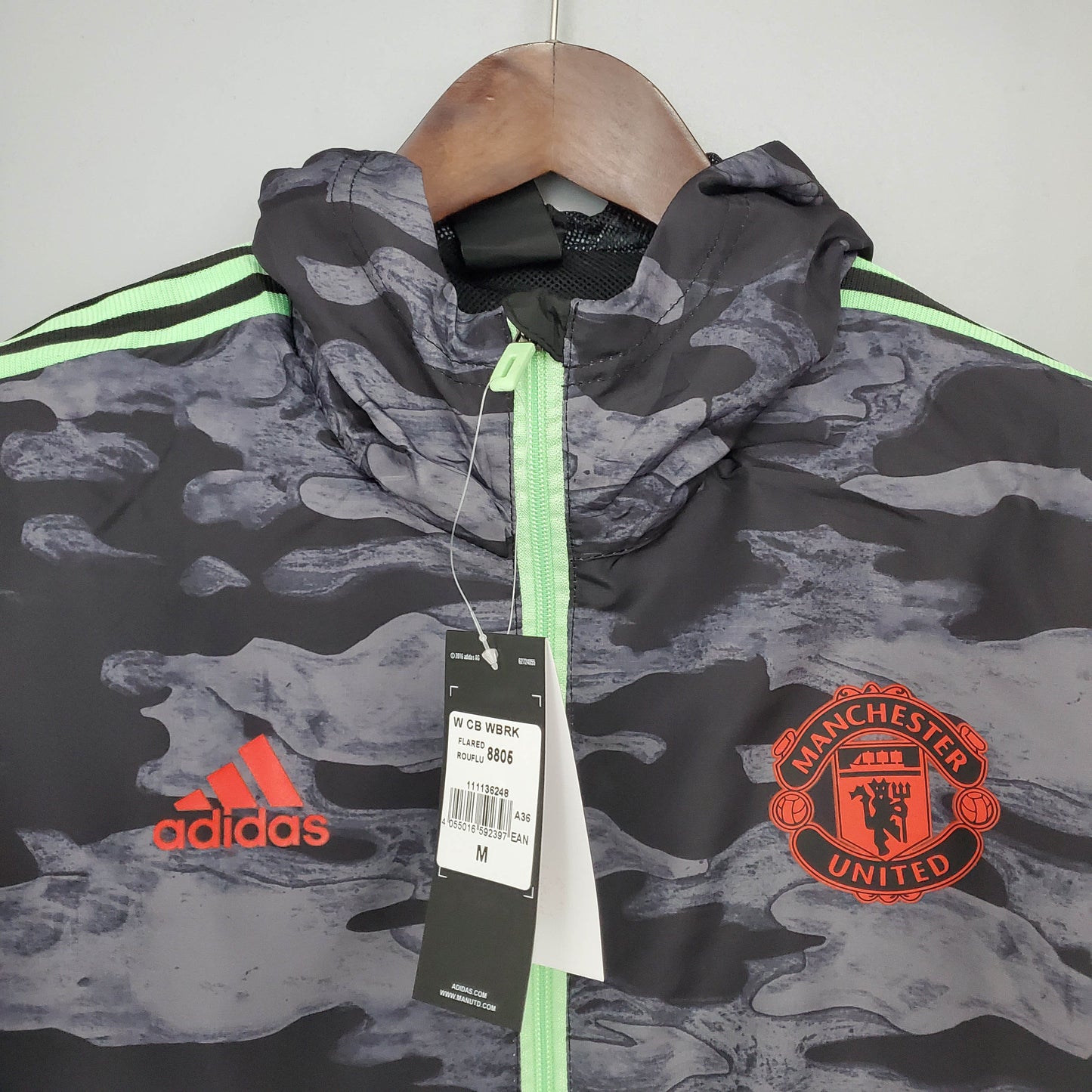 2021/2022 Manchester United Jersey Windbreaker Black And Grey Camouflage