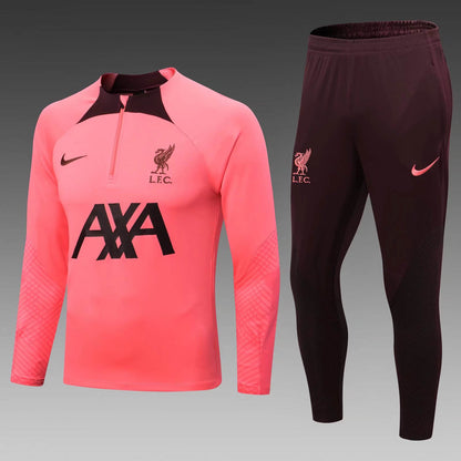 2022/2023 Liverpool Half-Pull Training Suit Pink Jersey 1:1 Thai Quality Set