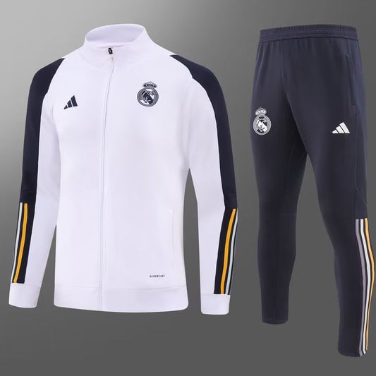 2023/2024 Real Madrid Long Zipped Jacket white Football Shirt Set