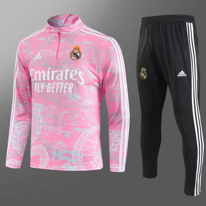 2023/2024 Real Madrid Special Edition Half-Pull Training Suit Pink Set