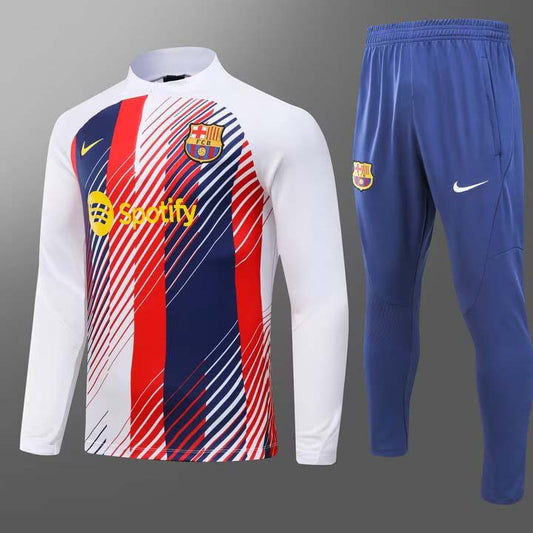 2023/2024 Barcelona Special Edition Half-Pull Training Suit White Jersey Set