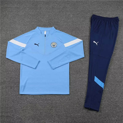 2022/2023 Manchester City Half-Pull Training Suit Blue Football Shirt 1:1 Thai Quality Set