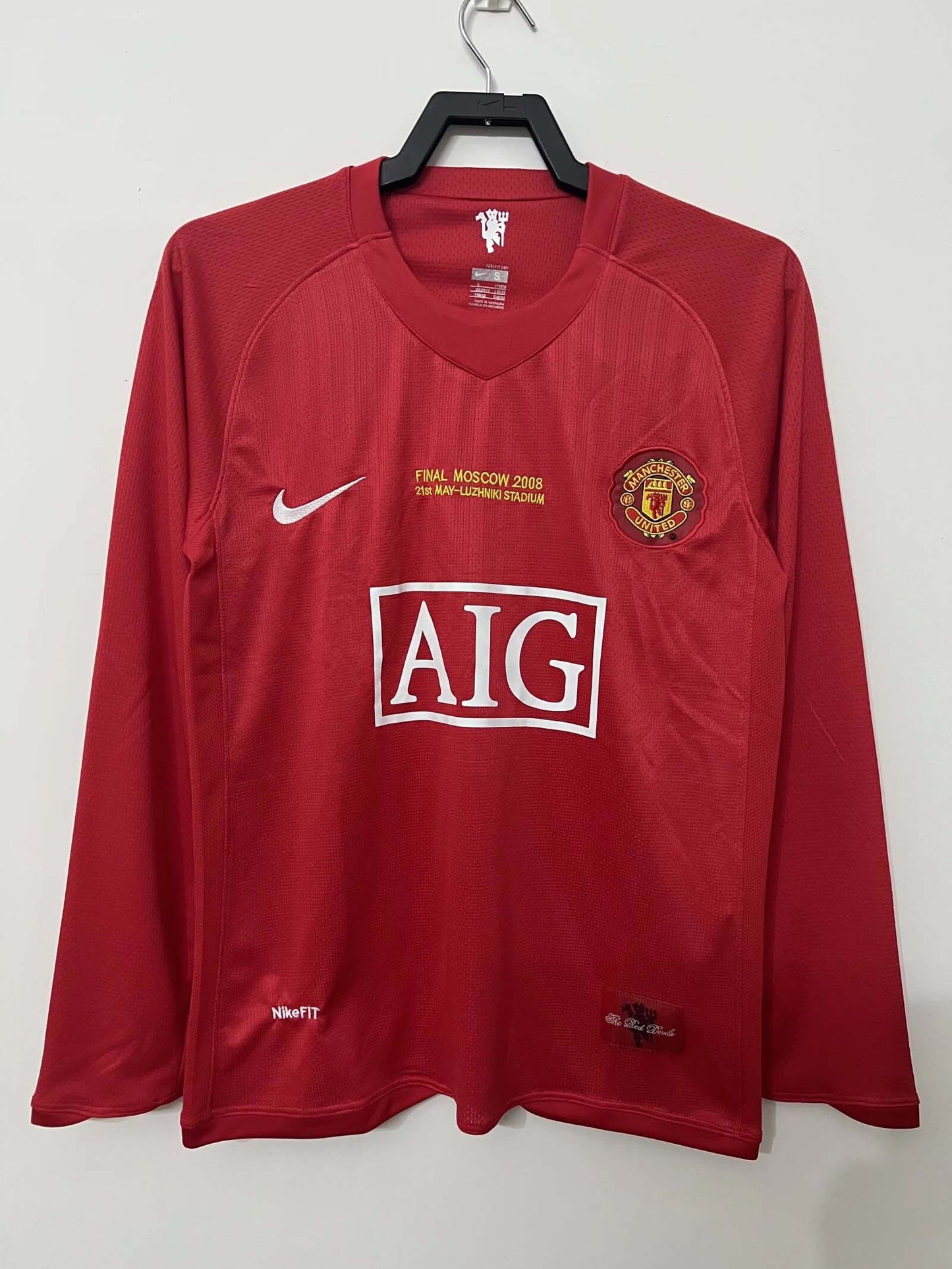 2007-2008 Retro Long Sleeve Manchester United Home Football Shirt 1:1 Thai Quality