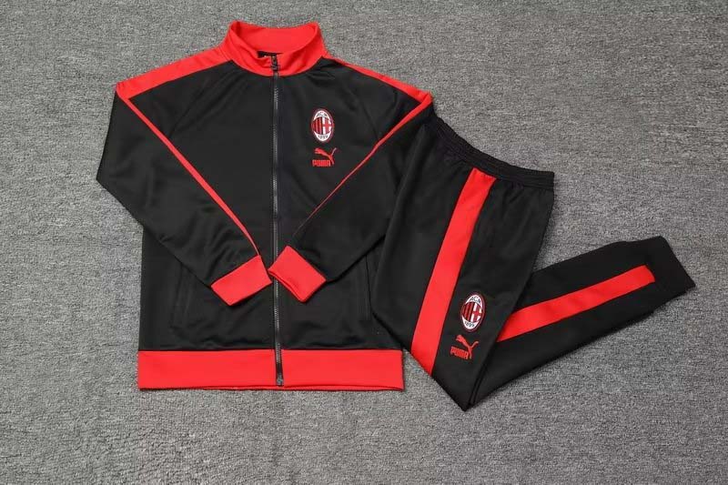 2023/2024 AC Milan Long Zipped Jacket Black Soccer Jersey 1:1 Thai Quality Set