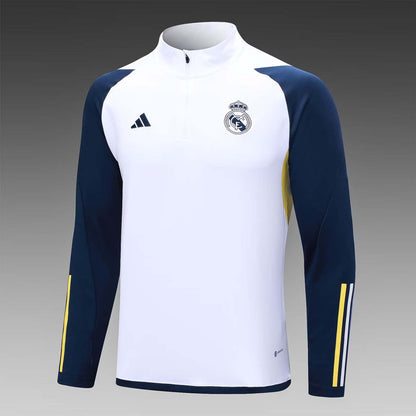 2023/2024 Real Madrid Half-Pull Training Suit white Football Shirt 1:1 Thai Quality Set