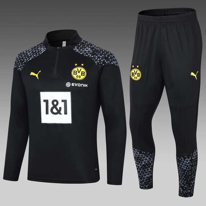 2023/2024 Dortmund Half-Pull Training Suit Black Football Shirt 1:1 Thai Quality Set