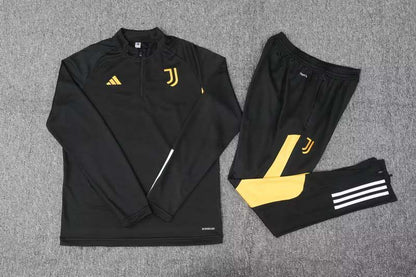 2023/2024 Juventus Half-Pull Training Suit Black Football Shirt 1:1 Thai Quality Set