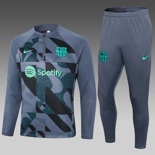 2023/2024 Barcelona Half-Pull Training Suit Gray Jersey Set