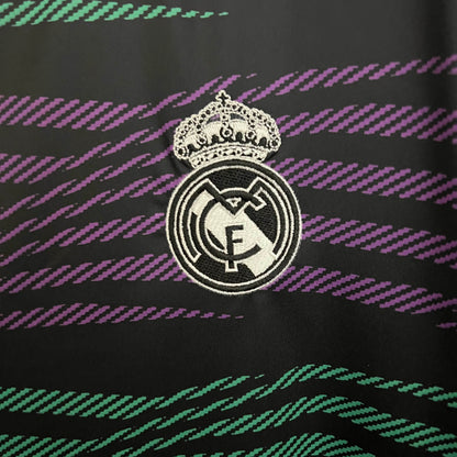 2023/2024 Real Madrid Training Wear Green And Purple Stripes Football Shirt