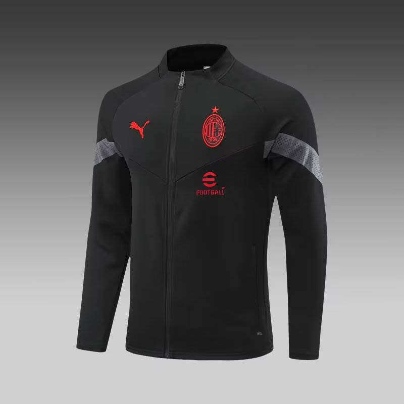 2022/2023 AC Milan Long Zipped Jacket Black Soccer Jersey 1:1 Thai Quality Set